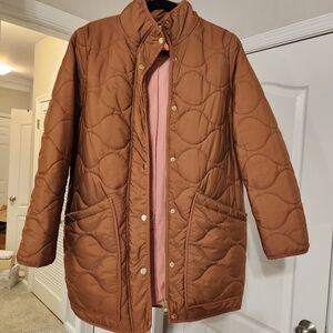 J. Crew Quilted Cocoon Coat in Nutmeg Size S